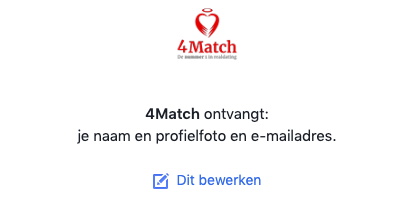 Facebook aanmelding bij 4Match